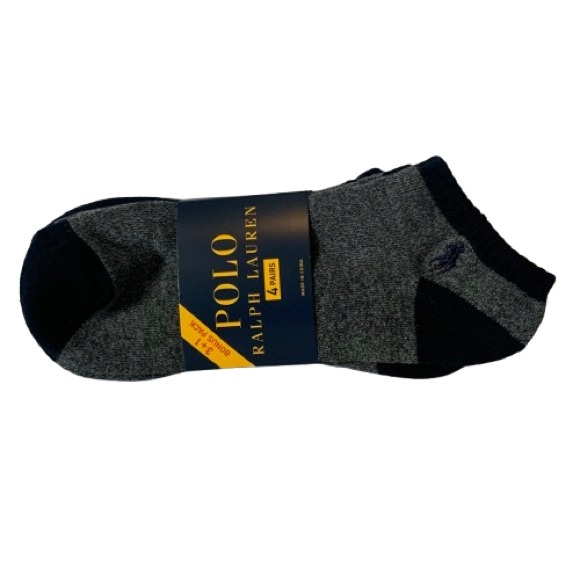 NWT. POLO Ralph Lauren Men's Charcoal and Black Athletic Socks - Picture 1 of 5